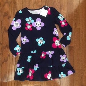 Gymboree navy floral ruffled cotton dress